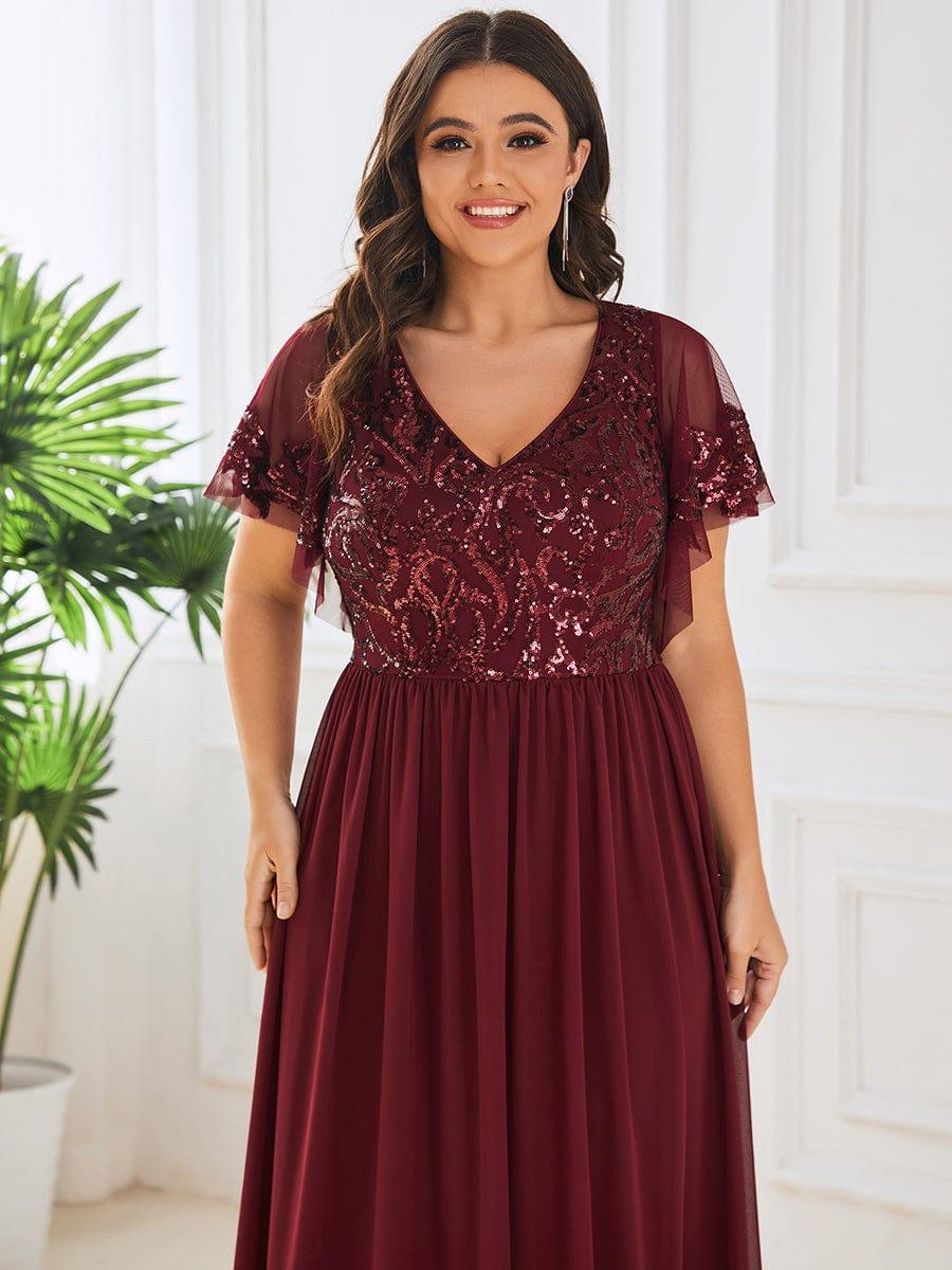 ever HAZEL|Short Sleeve V-Neck Sequin Chiffon A-Line Mother of the Bride Dress - Image 26