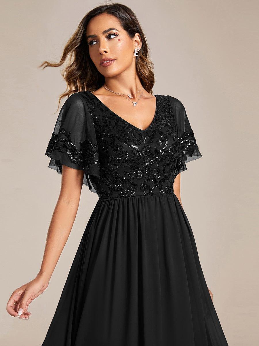 ever HAZEL|Short Sleeve V-Neck Sequin Chiffon A-Line Mother of the Bride Dress - Image 37