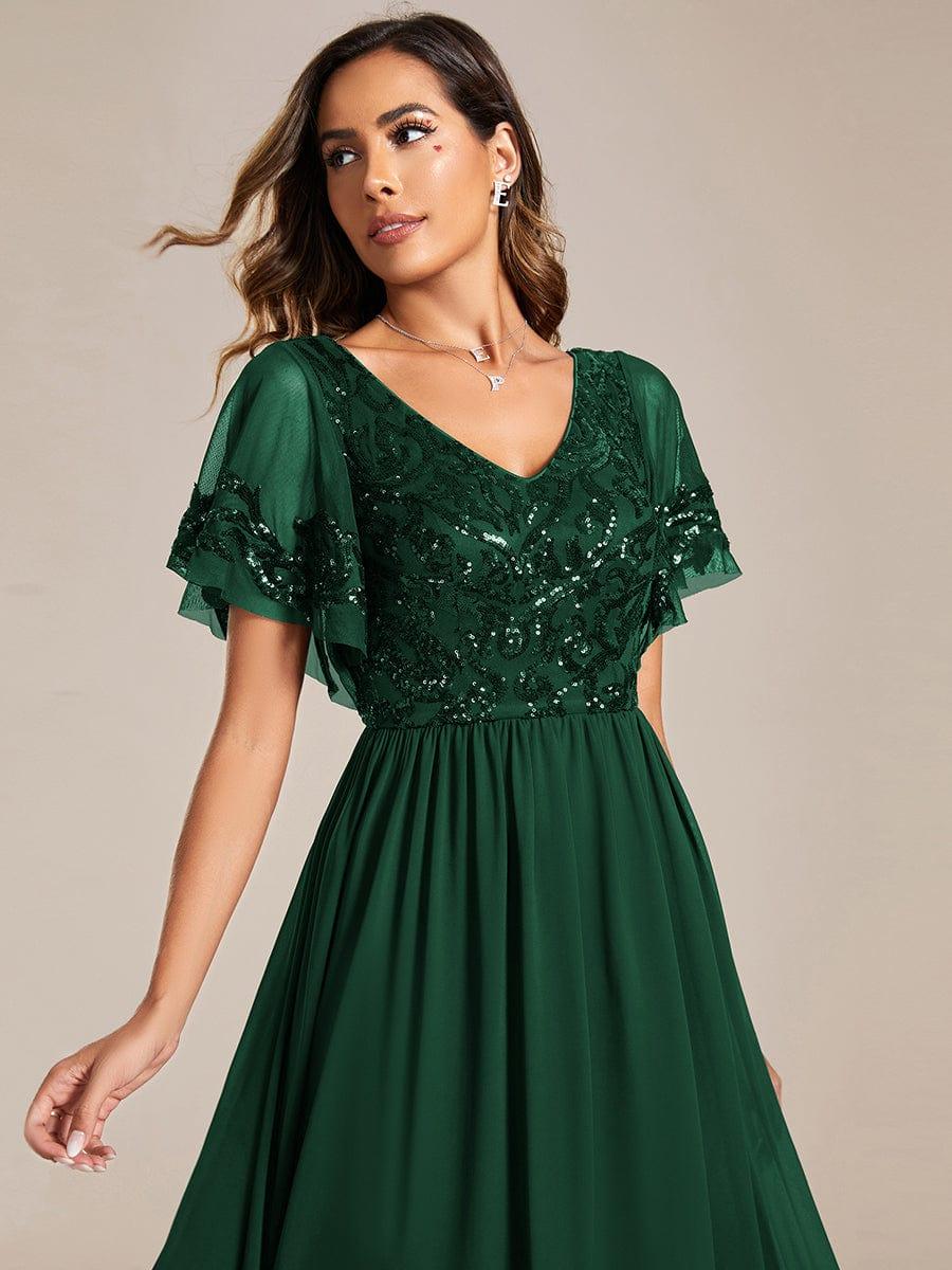 ever HAZEL|Short Sleeve V-Neck Sequin Chiffon A-Line Mother of the Bride Dress - Image 45
