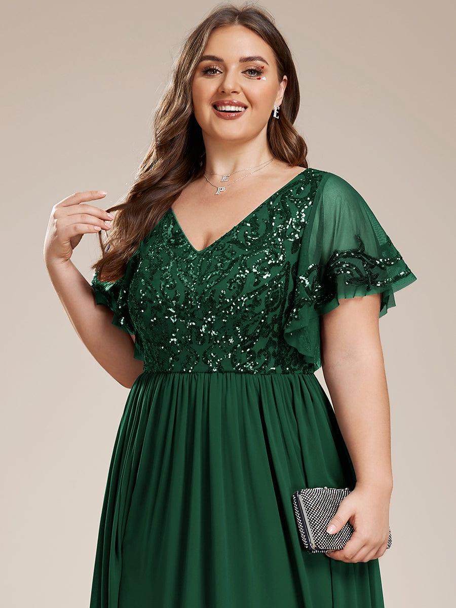 ever HAZEL|Short Sleeve V-Neck Sequin Chiffon A-Line Mother of the Bride Dress - Image 50