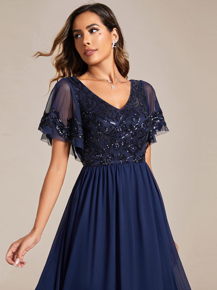 ever HAZEL|Short Sleeve V-Neck Sequin Chiffon A-Line Mother of the Bride Dress - Image 6