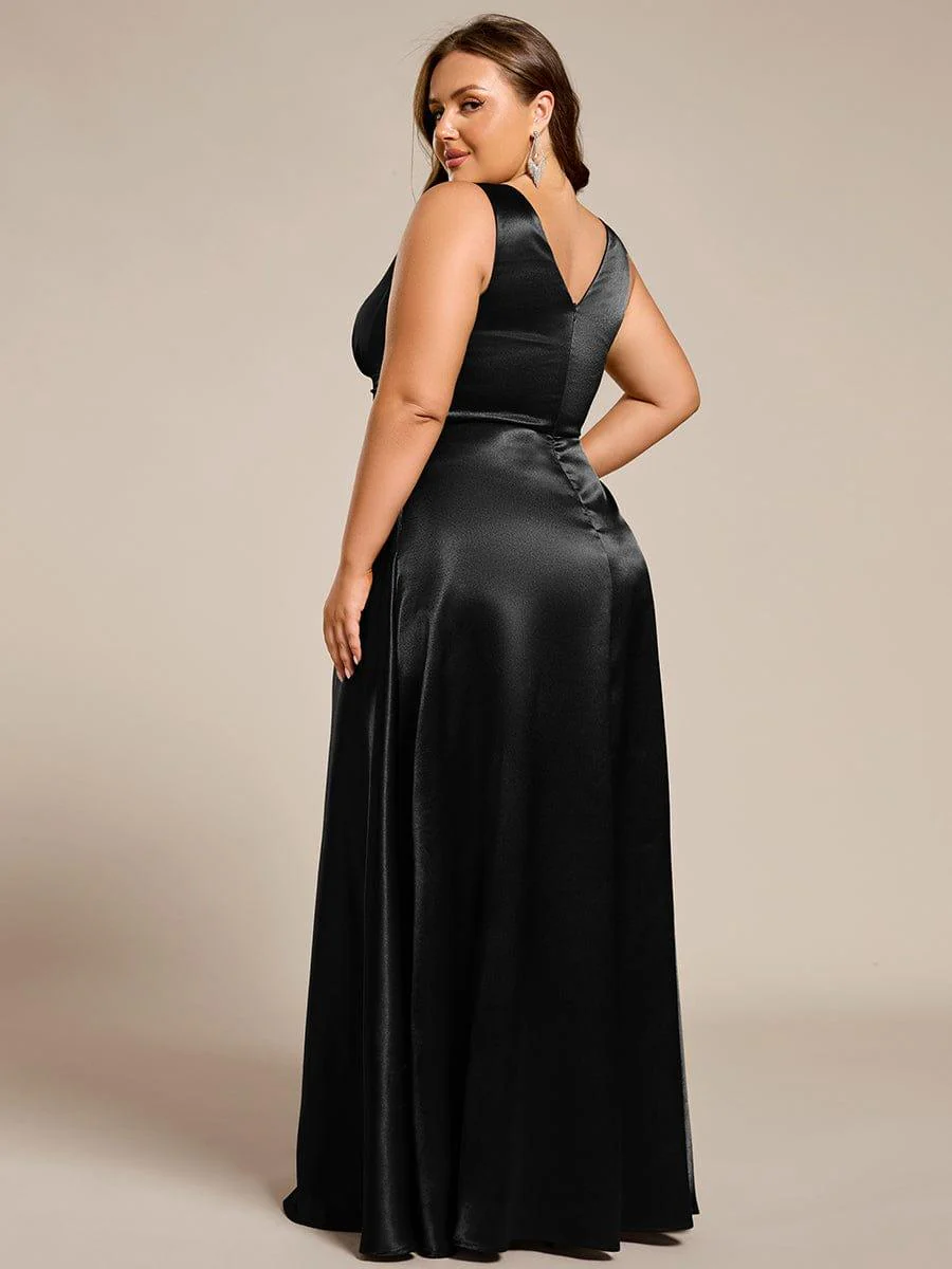 ever INDY|Sleeveless Empire Waist Satin Maxi Bridesmaid Dress With Pockets - Image 16
