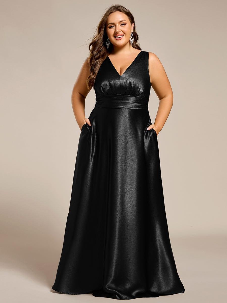 ever INDY|Sleeveless Empire Waist Satin Maxi Bridesmaid Dress With Pockets - Image 19