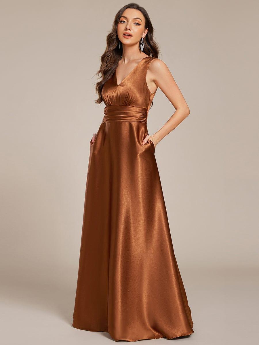 ever INDY|Sleeveless Empire Waist Satin Maxi Bridesmaid Dress With Pockets - Image 21