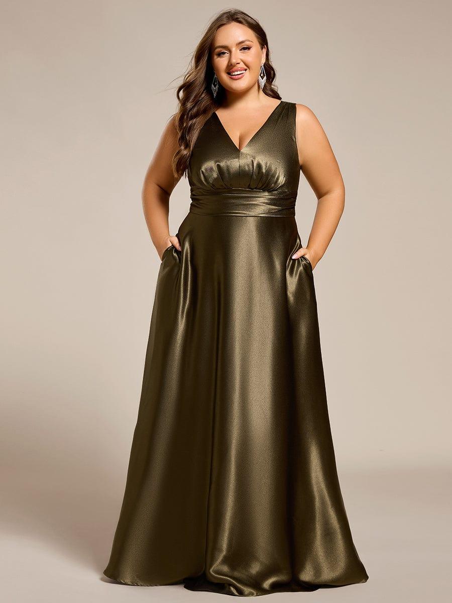 ever INDY|Sleeveless Empire Waist Satin Maxi Bridesmaid Dress With Pockets - Image 44