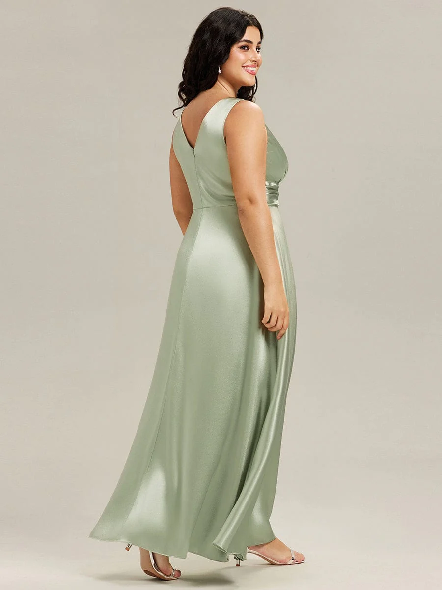 ever INDY|Sleeveless Empire Waist Satin Maxi Bridesmaid Dress With Pockets - Image 61