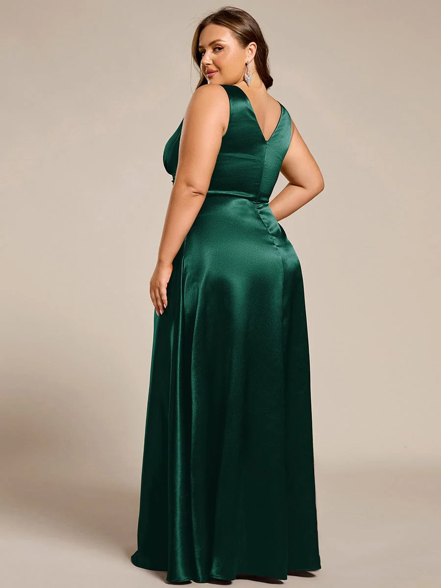 ever INDY|Sleeveless Empire Waist Satin Maxi Bridesmaid Dress With Pockets - Image 72