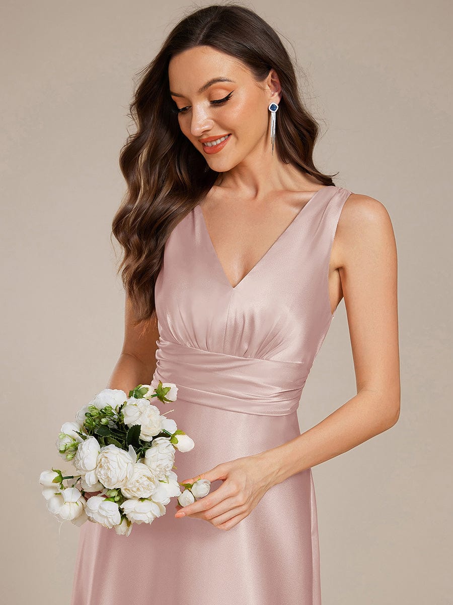 ever INDY|Sleeveless Empire Waist Satin Maxi Bridesmaid Dress With Pockets - Image 78