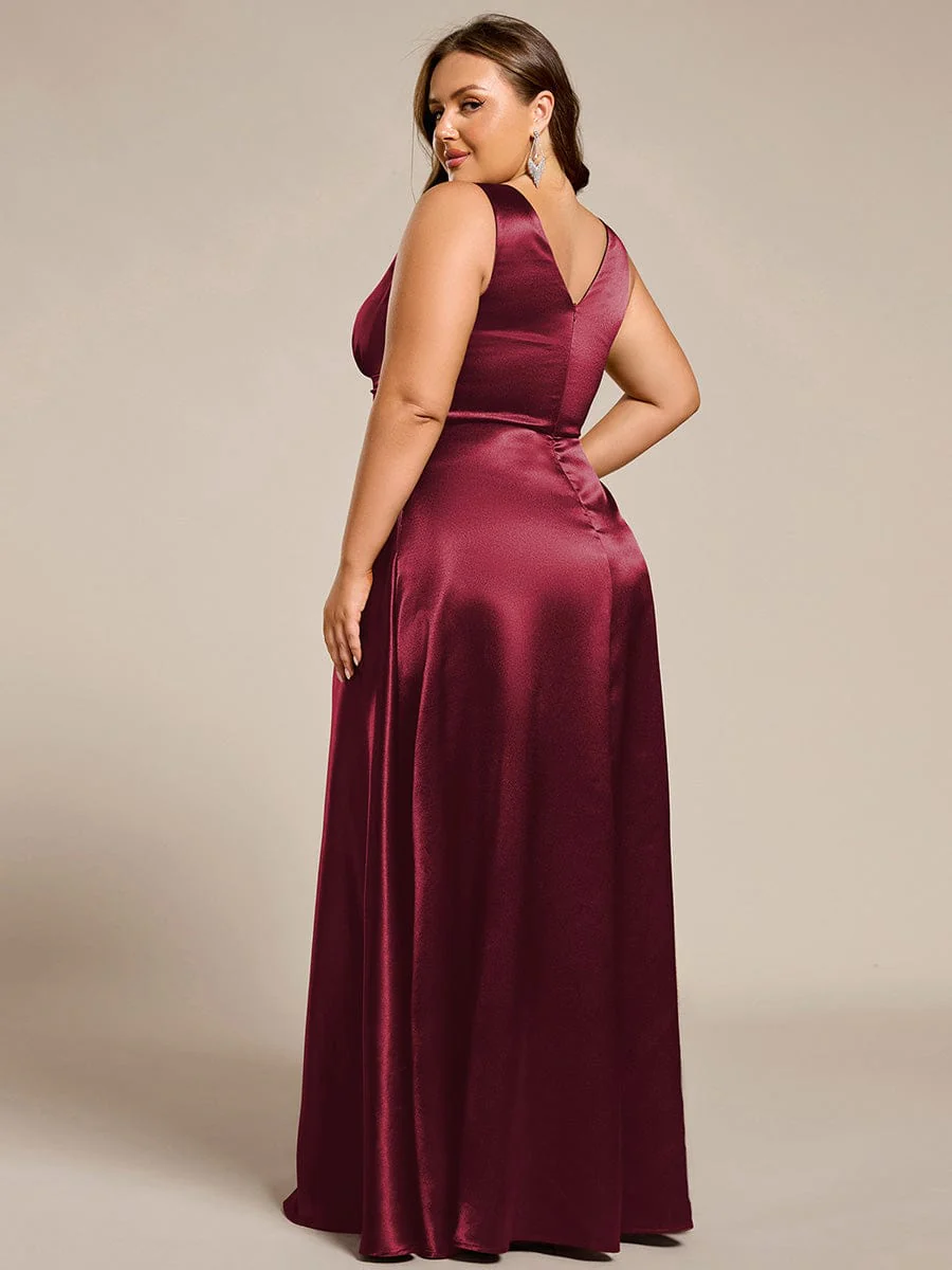 ever INDY|Sleeveless Empire Waist Satin Maxi Bridesmaid Dress With Pockets - Image 87