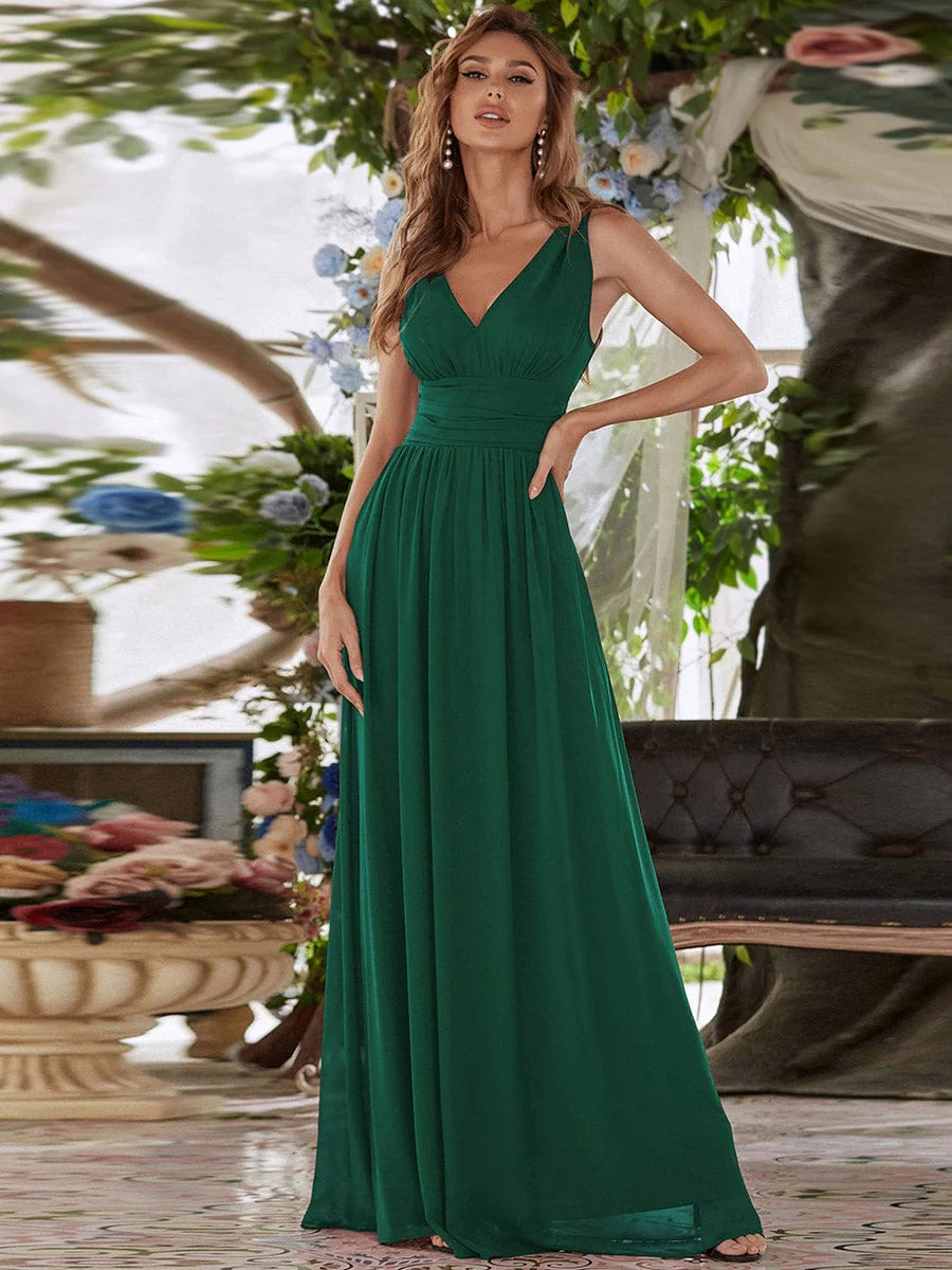ever HUSH|V Neck Sleeveless Pleated Chiffon Evening Dress - Image 10