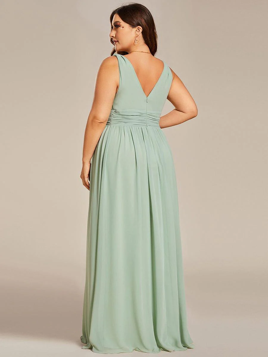ever HUSH|V Neck Sleeveless Pleated Chiffon Evening Dress - Image 101