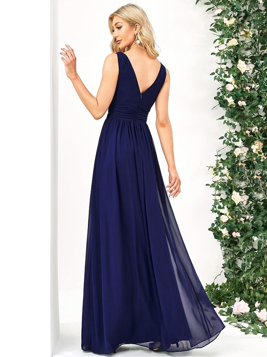 ever HUSH|V Neck Sleeveless Pleated Chiffon Evening Dress - Image 104