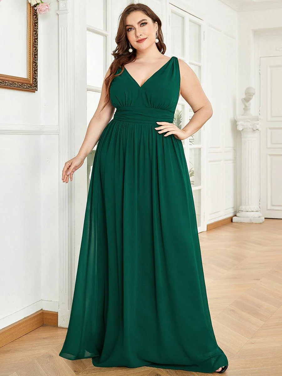 ever HUSH|V Neck Sleeveless Pleated Chiffon Evening Dress - Image 11