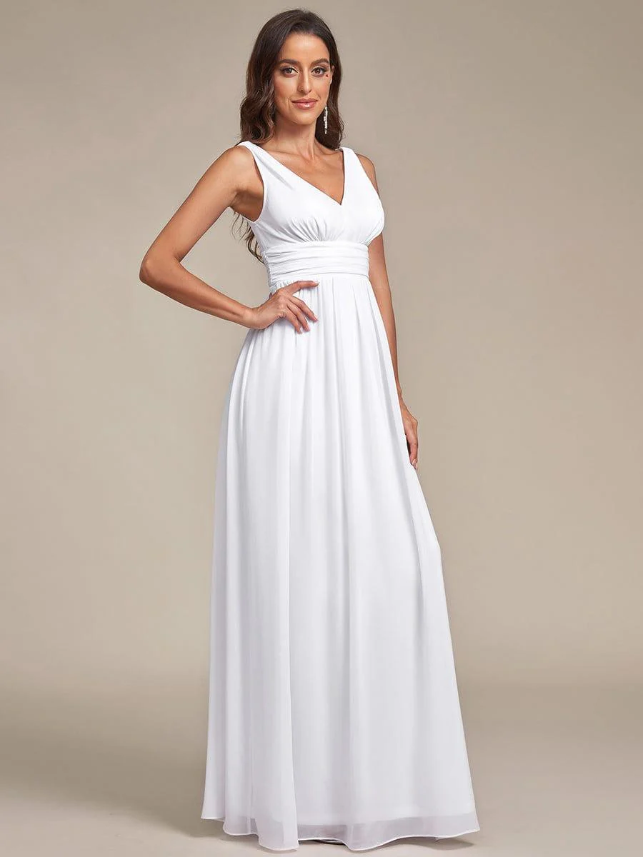 ever HUSH|V Neck Sleeveless Pleated Chiffon Evening Dress - Image 123