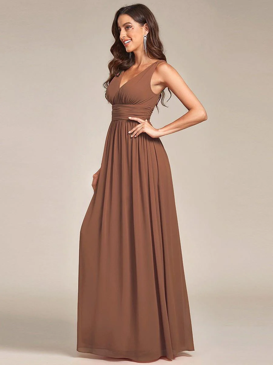 ever HUSH|V Neck Sleeveless Pleated Chiffon Evening Dress - Image 151