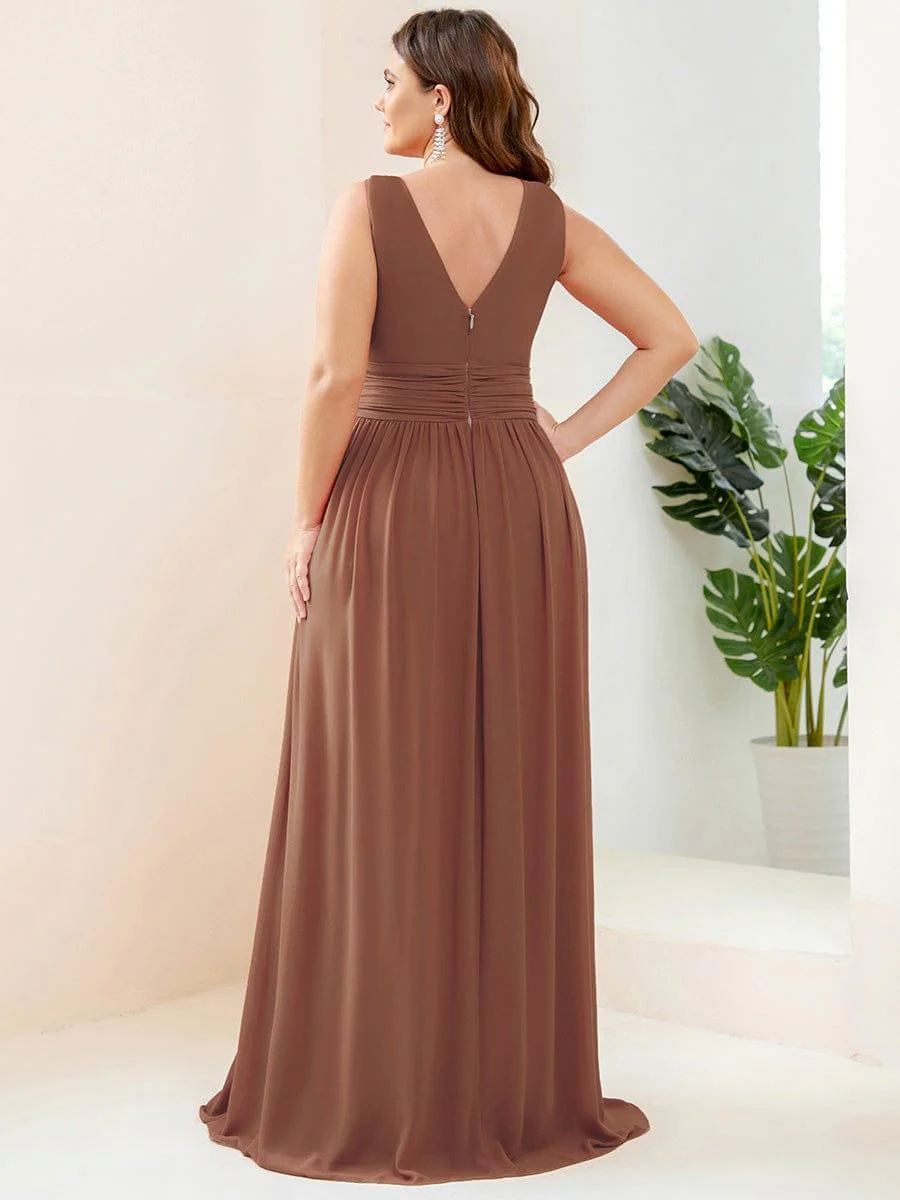 ever HUSH|V Neck Sleeveless Pleated Chiffon Evening Dress - Image 155