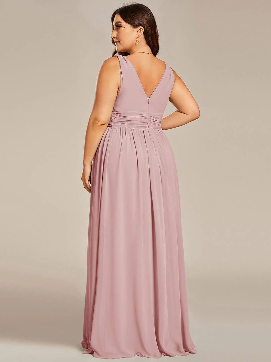 ever HUSH|V Neck Sleeveless Pleated Chiffon Evening Dress - Image 163