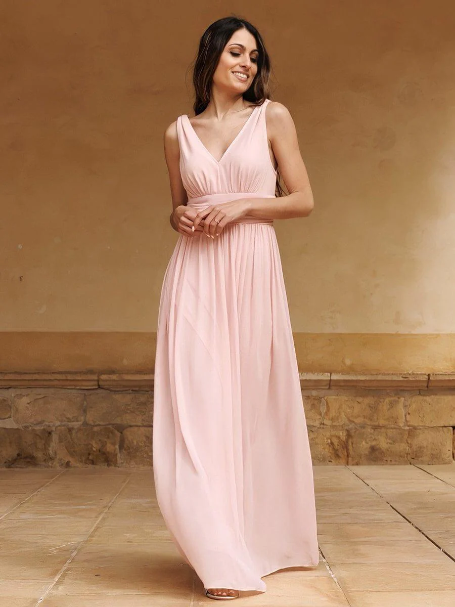 ever HUSH|V Neck Sleeveless Pleated Chiffon Evening Dress - Image 20