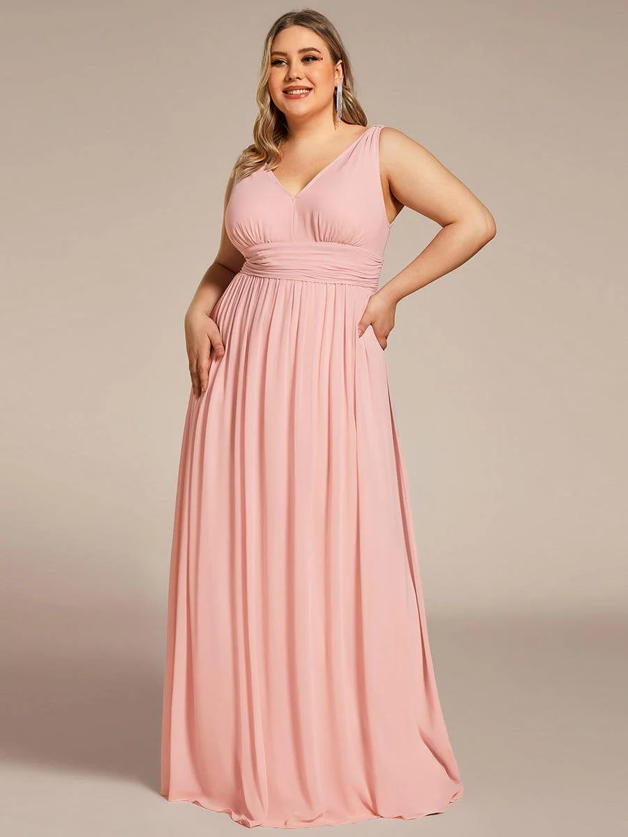 ever HUSH|V Neck Sleeveless Pleated Chiffon Evening Dress - Image 25