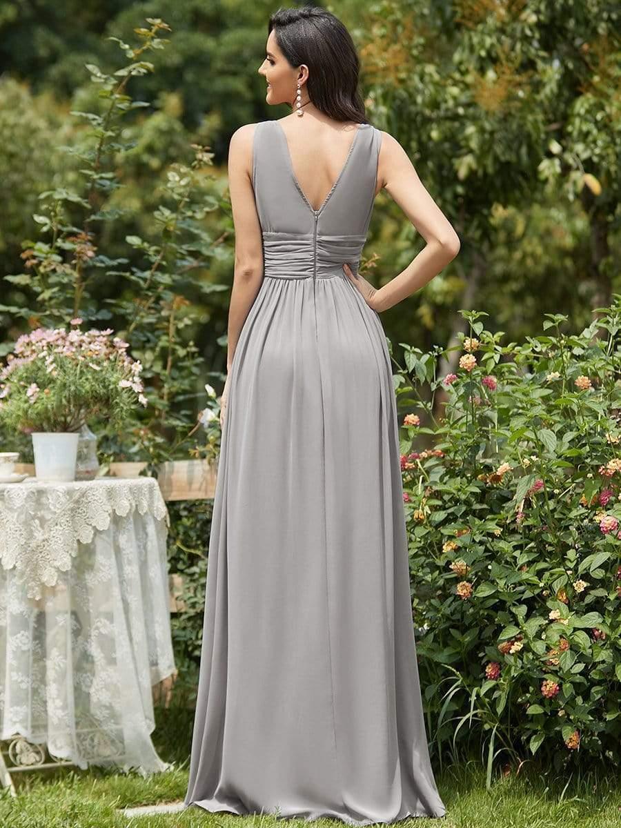 ever HUSH|V Neck Sleeveless Pleated Chiffon Evening Dress - Image 41
