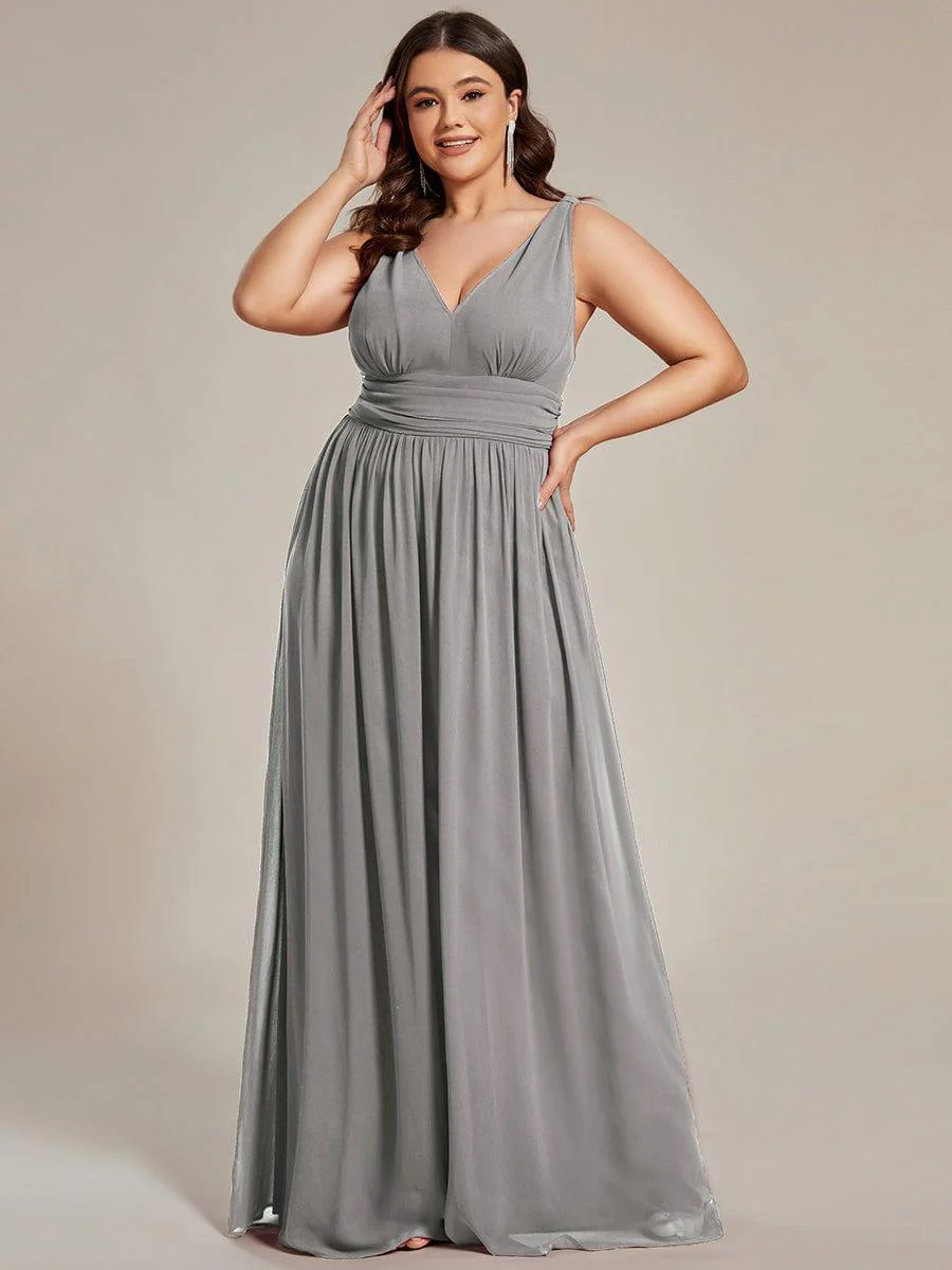 ever HUSH|V Neck Sleeveless Pleated Chiffon Evening Dress - Image 42