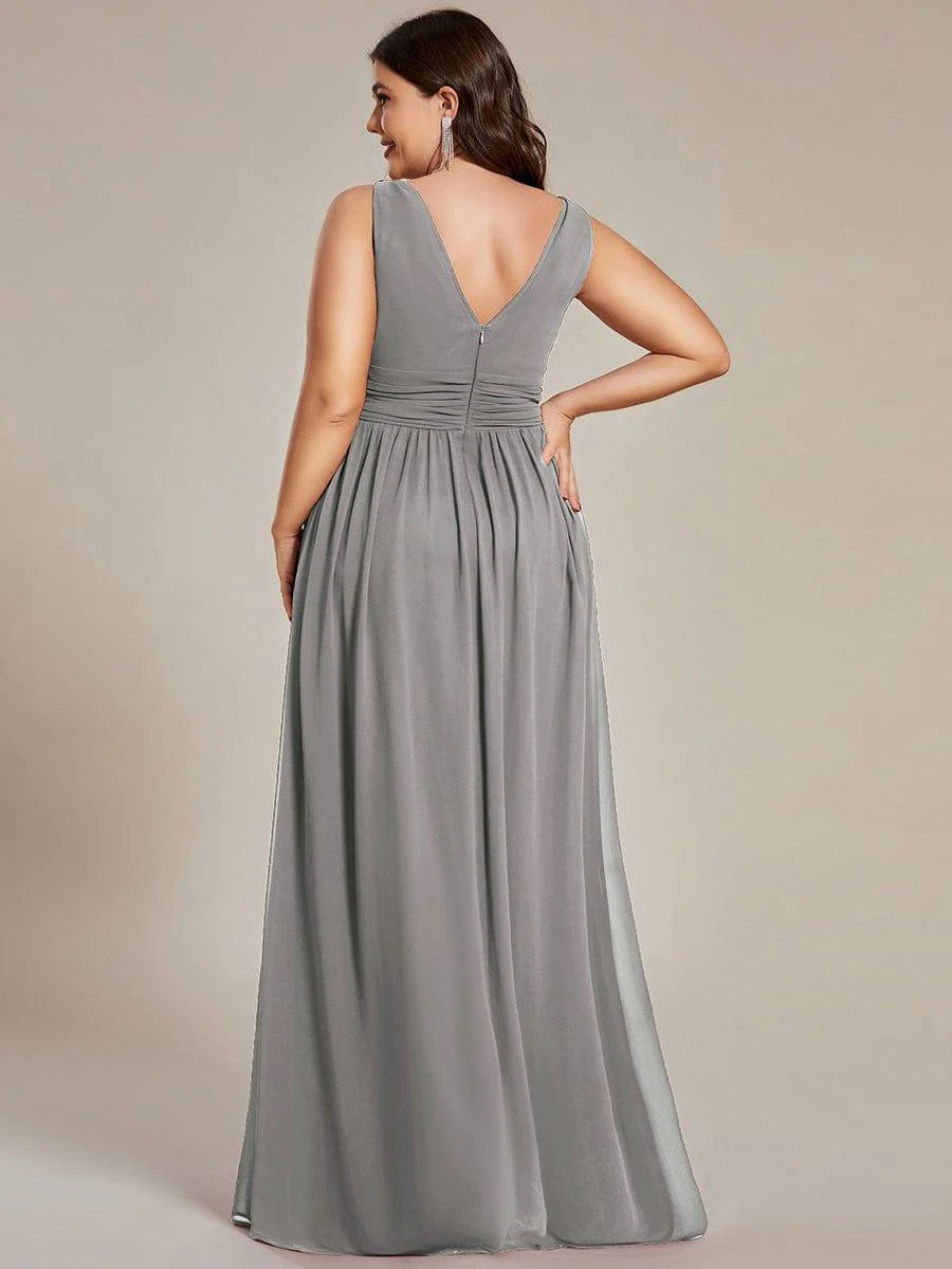 ever HUSH|V Neck Sleeveless Pleated Chiffon Evening Dress - Image 43
