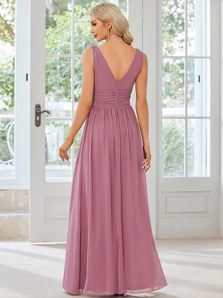 ever HUSH|V Neck Sleeveless Pleated Chiffon Evening Dress - Image 52