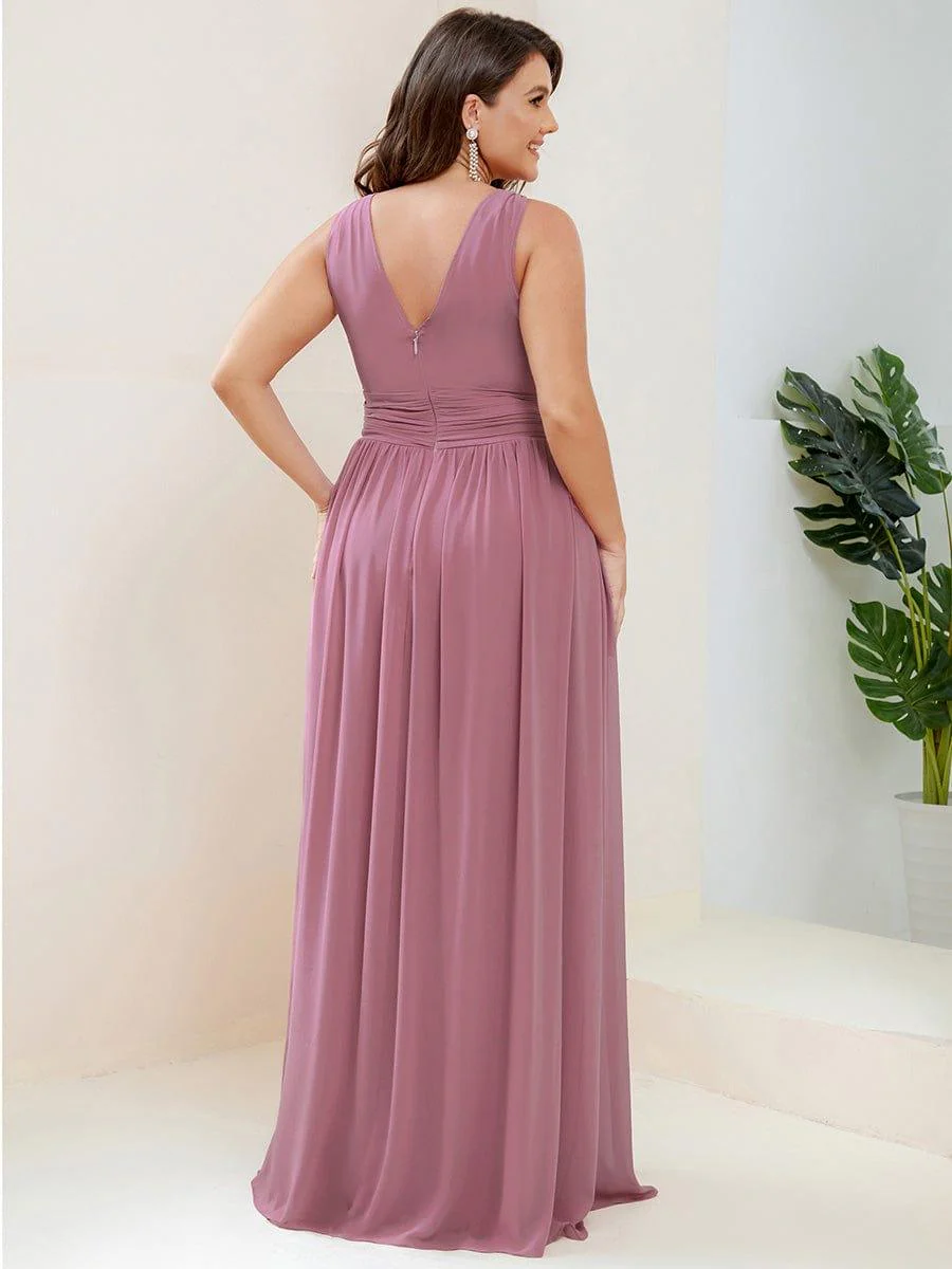 ever HUSH|V Neck Sleeveless Pleated Chiffon Evening Dress - Image 57