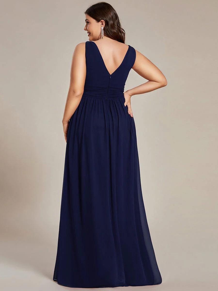 ever HUSH|V Neck Sleeveless Pleated Chiffon Evening Dress - Image 66
