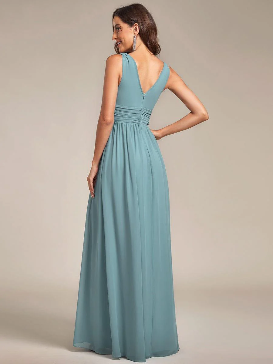 ever HUSH|V Neck Sleeveless Pleated Chiffon Evening Dress - Image 91