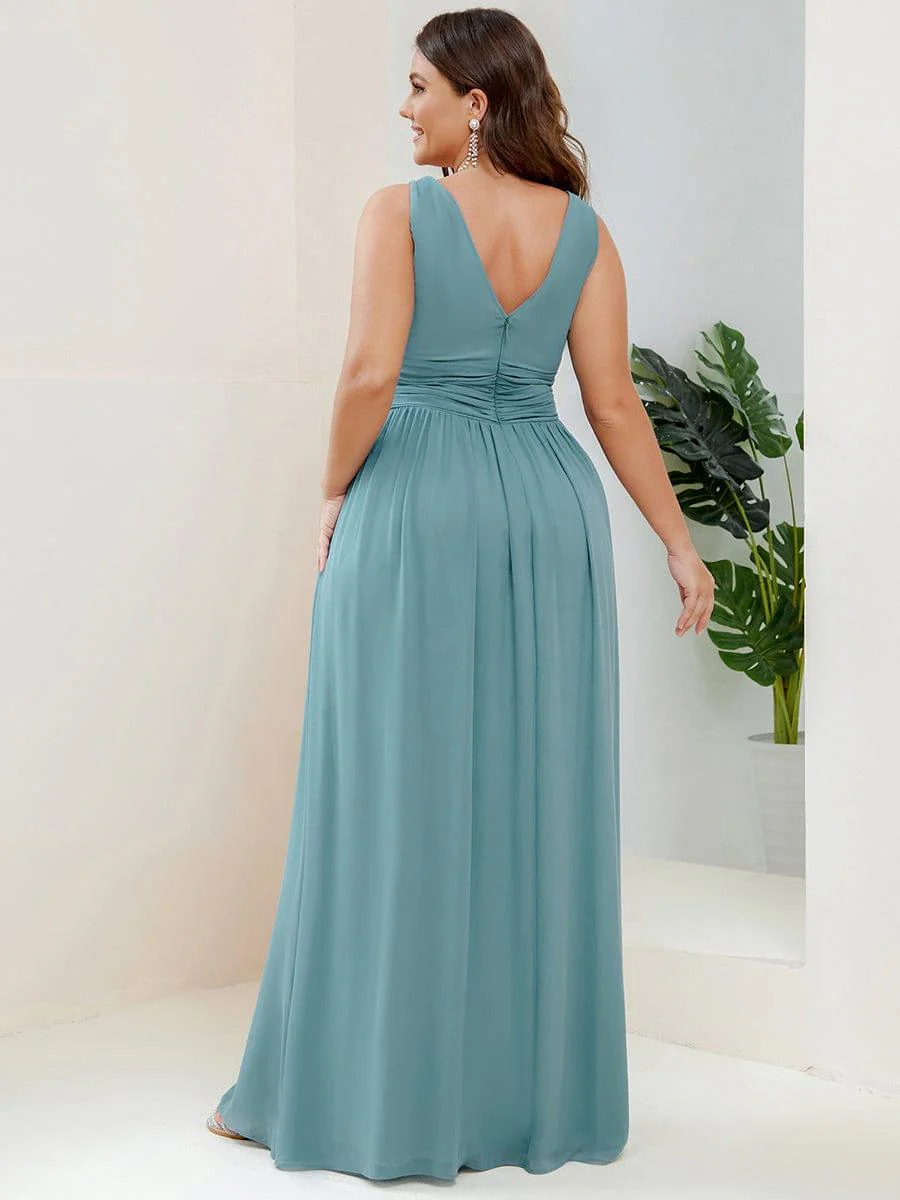 ever HUSH|V Neck Sleeveless Pleated Chiffon Evening Dress - Image 96