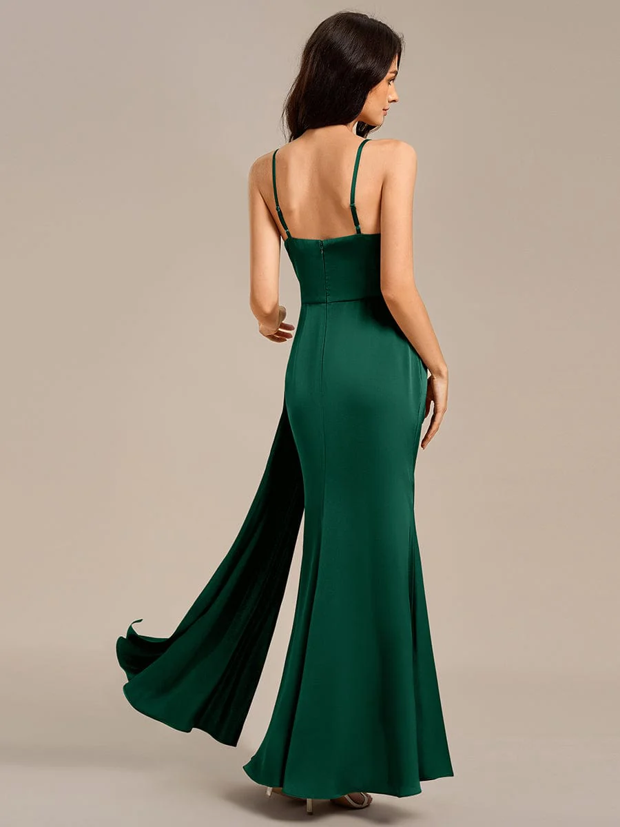 ever LIORA|Designer Spaghetti Straps Side Slit Mermaid Satin Bridesmaid Dress - Image 12