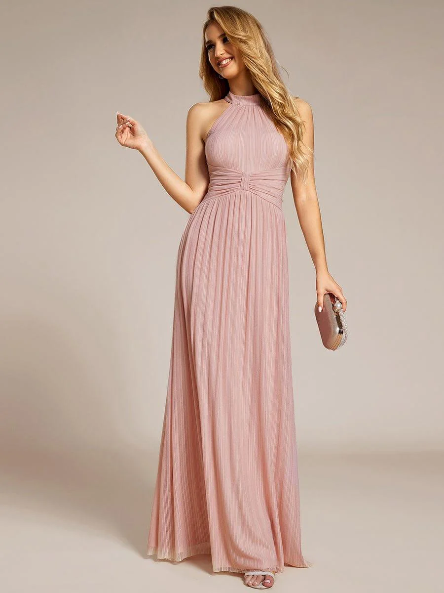 ever EVERLAINE|Sparkle Halter Neck Formal Dress with A-line Silhouette In Pink - Image 5
