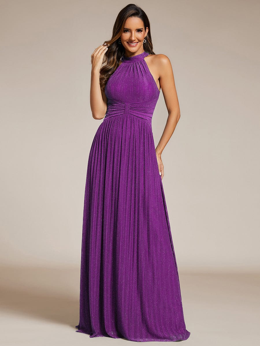 ever EVERLAINE|Sparkle Halter Neck Formal Dress with A-line Silhouette In Pink - Image 9