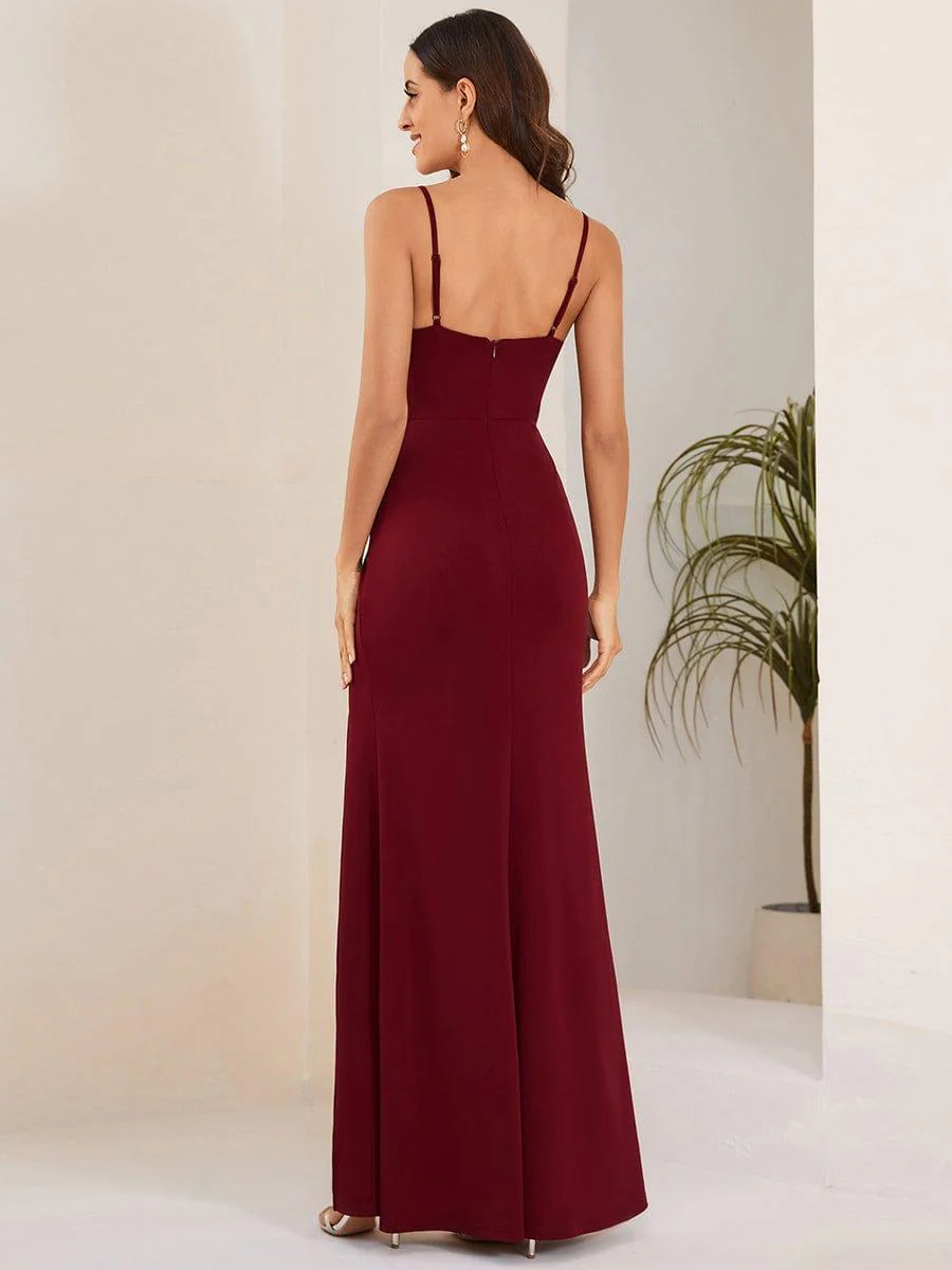 Sparkling Spaghetti Strap Evening Dress with Thigh-High Slit(Final Sale) - Image 7