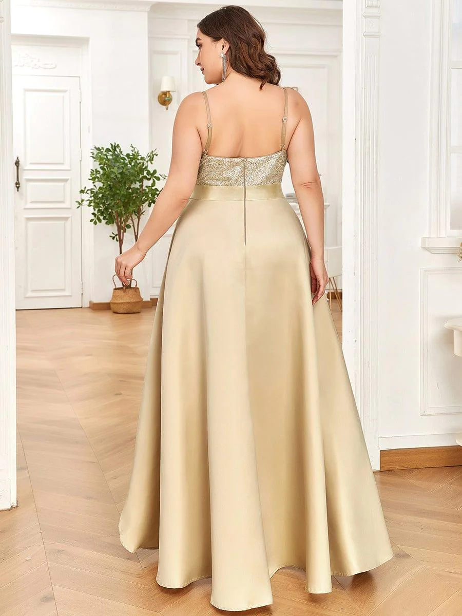 pretty ALYNA|Sparkly Plus Size Prom Dresses for Women with Irregular Hem - Image 17