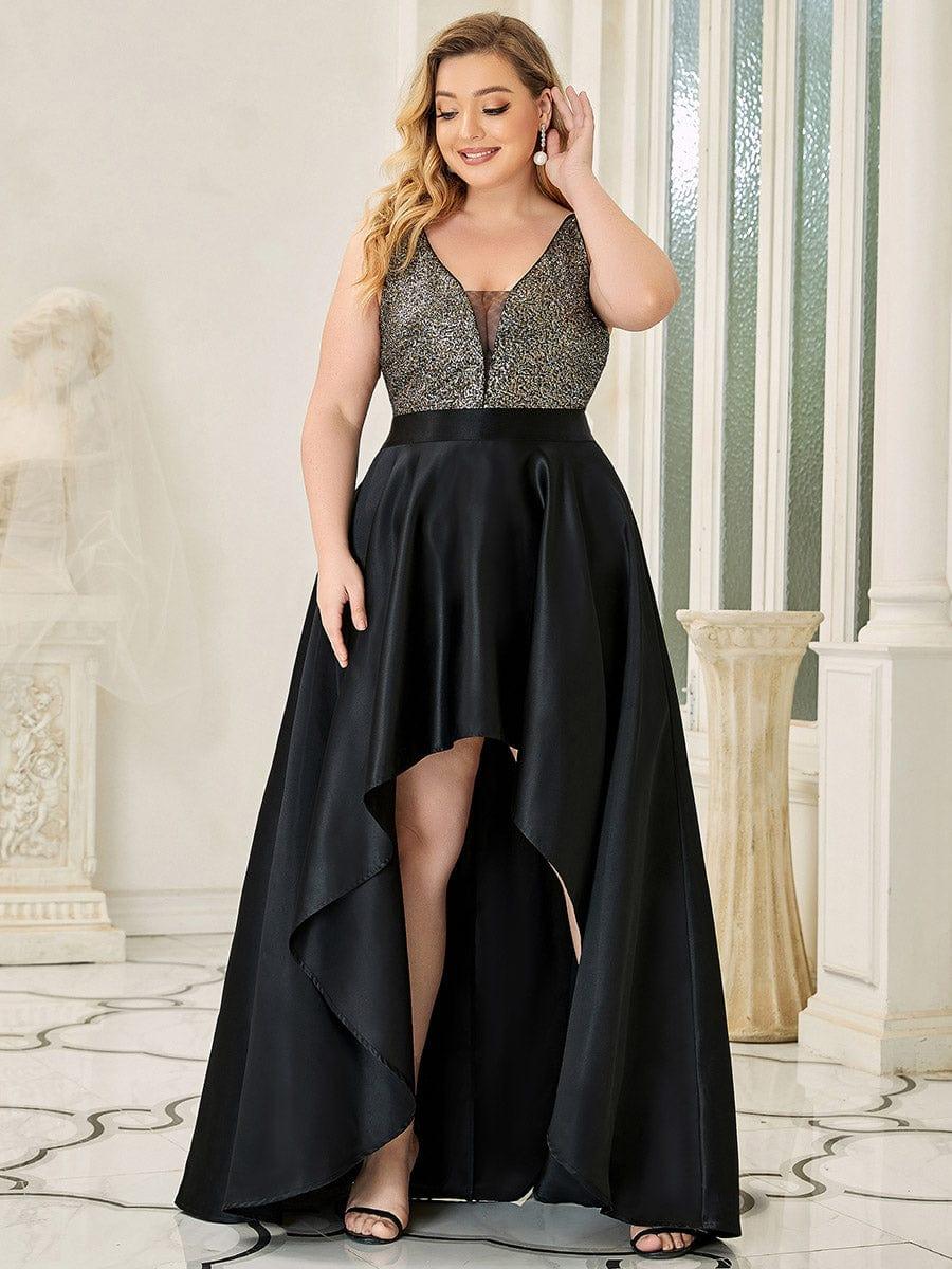 pretty ALYNA|Sparkly Plus Size Prom Dresses for Women with Irregular Hem - Image 21