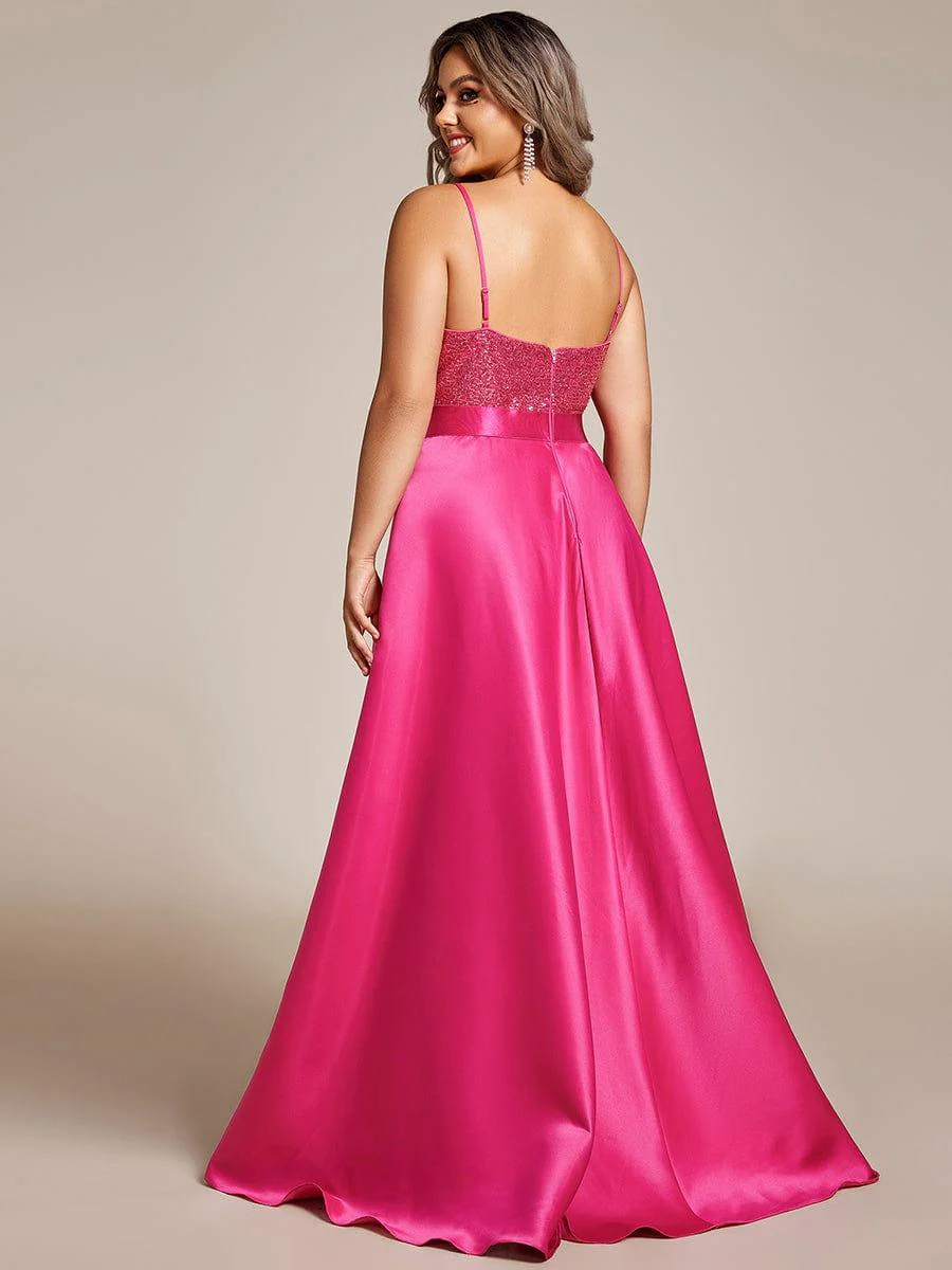 pretty ALYNA|Sparkly Plus Size Prom Dresses for Women with Irregular Hem - Image 39