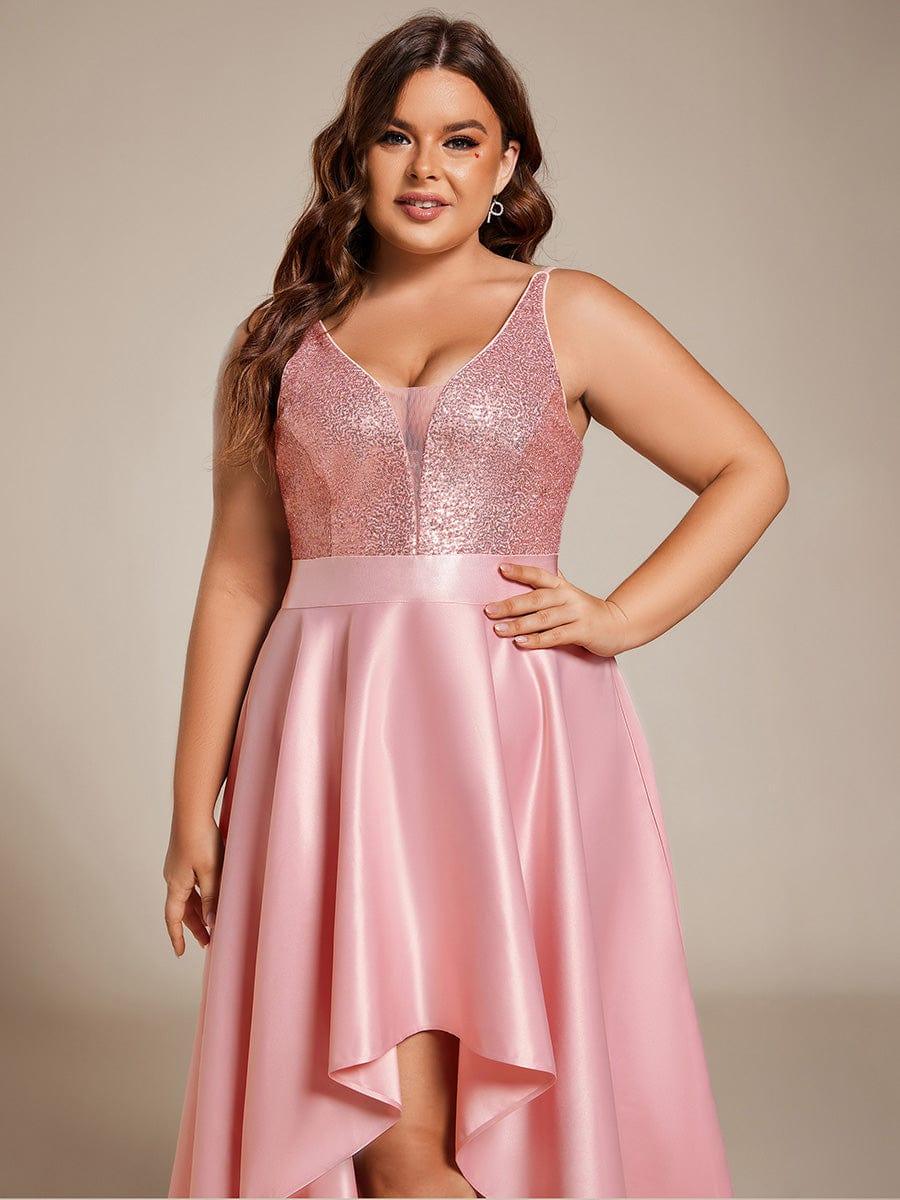 pretty ALYNA|Sparkly Plus Size Prom Dresses for Women with Irregular Hem - Image 55