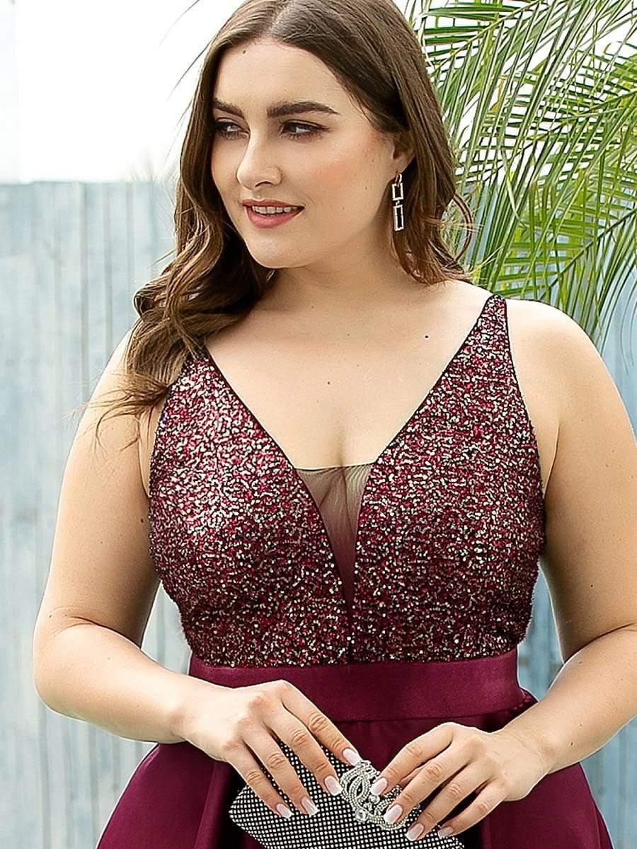 pretty ALYNA|Sparkly Plus Size Prom Dresses for Women with Irregular Hem - Image 8