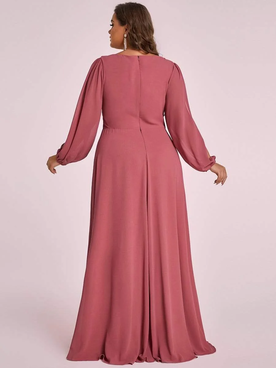 pretty AMOUR | Plus Size Chiffon Evening Dress with Lantern Sleeves - Image 20