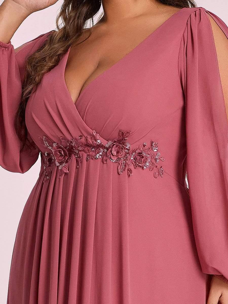 pretty AMOUR | Plus Size Chiffon Evening Dress with Lantern Sleeves - Image 23