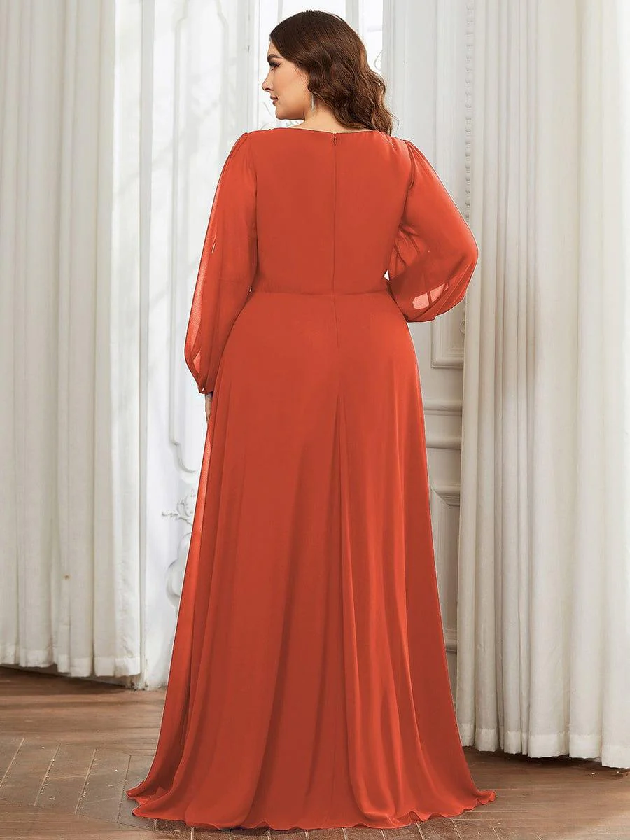 pretty AMOUR | Plus Size Chiffon Evening Dress with Lantern Sleeves - Image 57