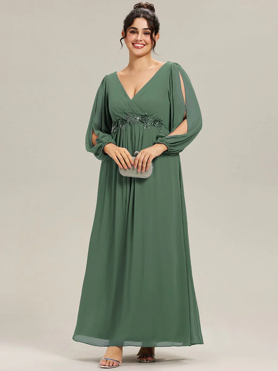 pretty AMOUR | Plus Size Chiffon Evening Dress with Lantern Sleeves - Image 68
