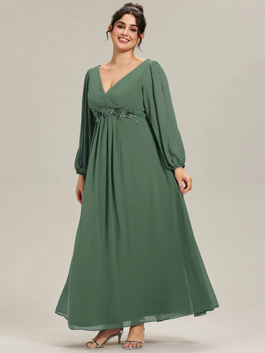 pretty AMOUR | Plus Size Chiffon Evening Dress with Lantern Sleeves - Image 71