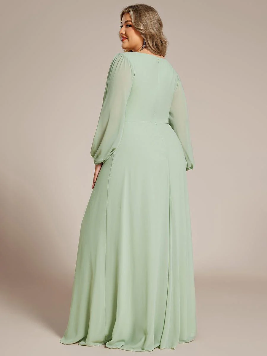 pretty AMOUR | Plus Size Chiffon Evening Dress with Lantern Sleeves - Image 79