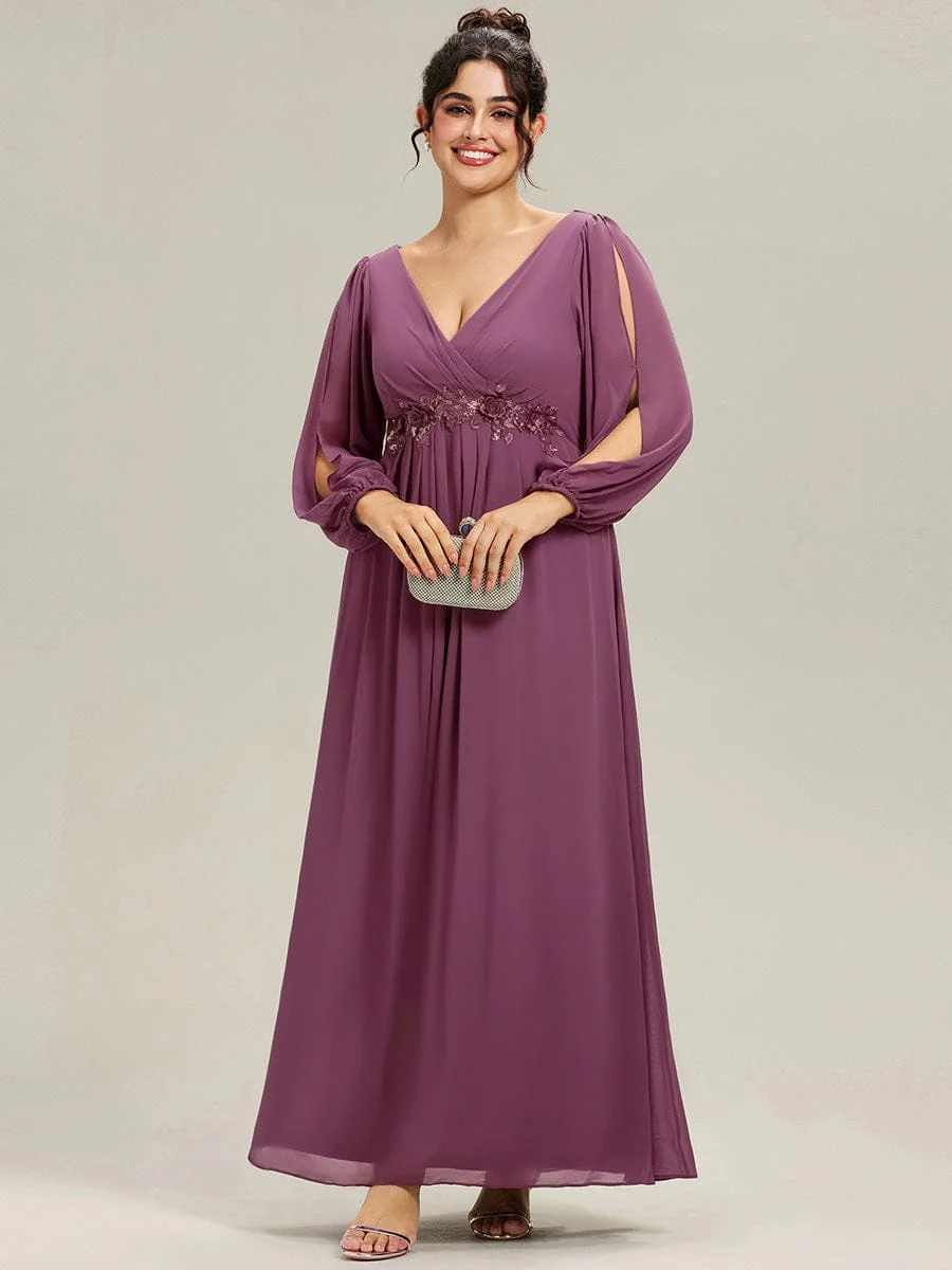 pretty AMOUR | Plus Size Chiffon Evening Dress with Lantern Sleeves - Image 88