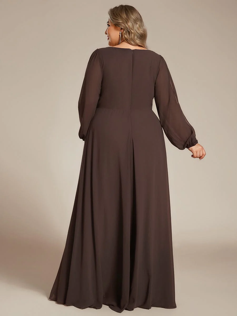 pretty AMOUR | Plus Size Chiffon Evening Dress with Lantern Sleeves - Image 94