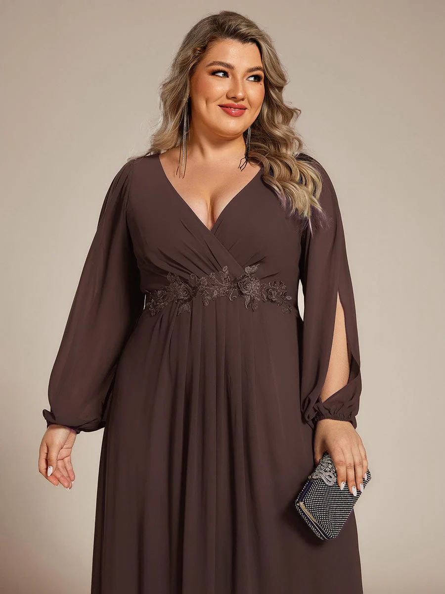 pretty AMOUR | Plus Size Chiffon Evening Dress with Lantern Sleeves - Image 95