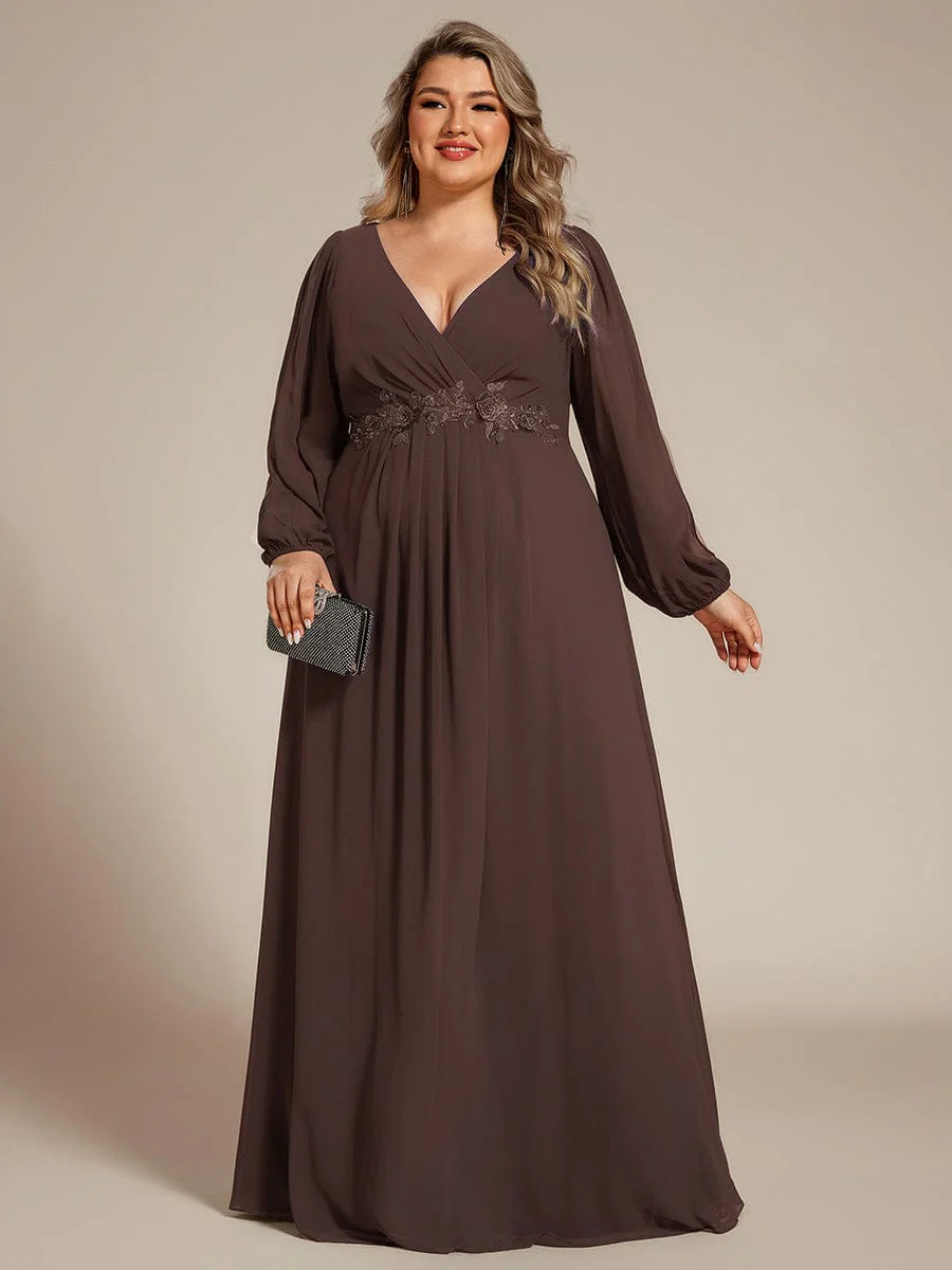 pretty AMOUR | Plus Size Chiffon Evening Dress with Lantern Sleeves - Image 96